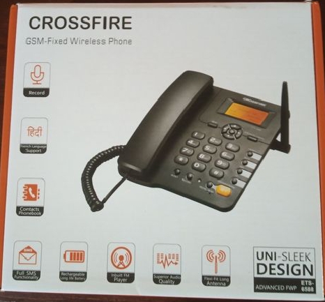 Crossfire LAND PHONE WITH FM RADIO & BATTERY BACK UP ALL NETWORK 2-sim CARD SLOT