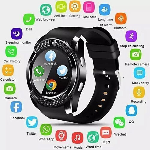 V8 Smart Mobile Sport Watch With SIM And Memory Card Slot
